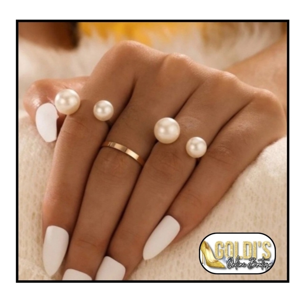 💗Elegant Pearl Cuff Ring Set!